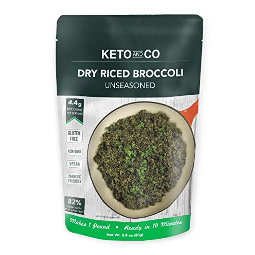 Dry Riced Broccoli by Keto and Co | Unseasoned | Just 4.4g Net Carbs Per Serving | Gluten free, Vegan, Non-GMO, Diabetic Friendly | (5 Servings-Makes 1 Pound)