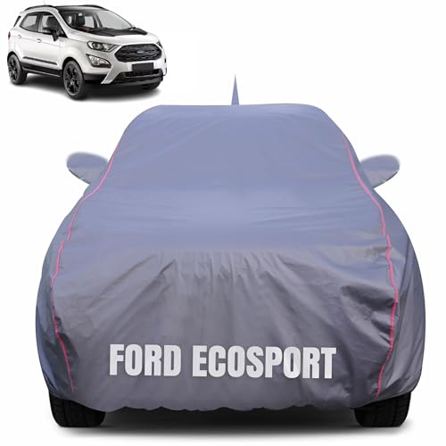 Image of 100% Waterproof Car Body Cover for Ford EcoSport with Mirror Pocket (Heat & UV Resistant, Triple Stitched, Soft Lining, Bottom Elastic & Piping) Grey