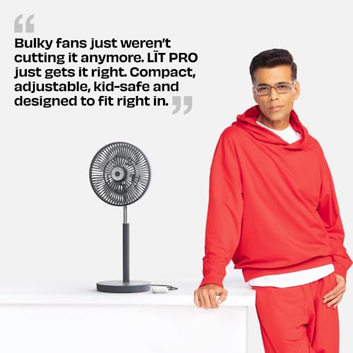 Image of NUUK LIT PRO All-Day Wireless Fan | Rechargeable | BLDC Motor | High Airflow | 6 Speed Settings + Wave Mode | Adjustable Height | Mood Light | Magnetic Remote