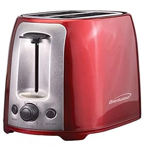 Brentwood TS-292R Cool Touch 2-Slice Extra Wide Slot Toaster, Red