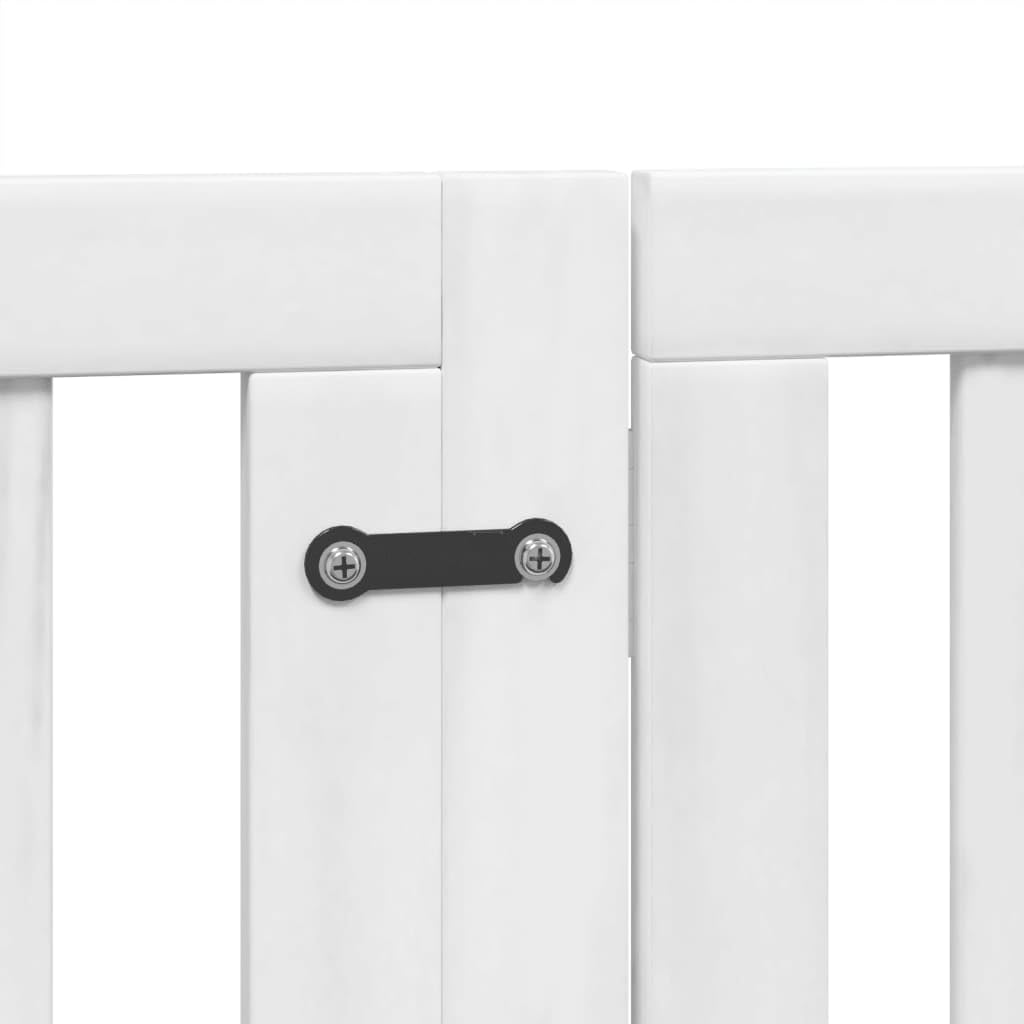 Rejilla plegable para perros sin taladrar de madera de álamo lacada, 6 piezas, puerta para perros para escaleras y salón, puerta plegable para perros de 300 cm, ahorra espacio