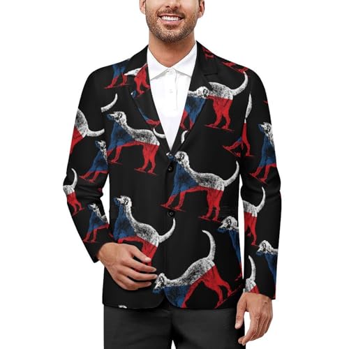 Czech Flag Wolfhound Dog Classic Suits Blazer for Men Business Tuxedo Jacket Sport Coat Two Buttons