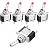 12V LED Toggle Switch, Waterproof SPST 20A ON/OFF Lighted Rocker Toggle Switch for Car Marine RV Vehicles Truck Boat Dash Auto (5PCS)