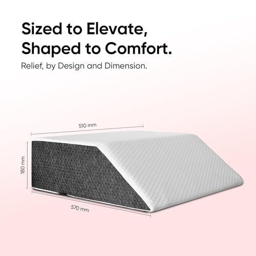 Image of Frido Leg Elevation Wedge Pillow for Edema, Varicose Veins, Fracture | High Resilience Foam Cushion for Leg, Knee & Thigh Support | Back Pain & Swelling Relief | Lightweight (White & Grey)