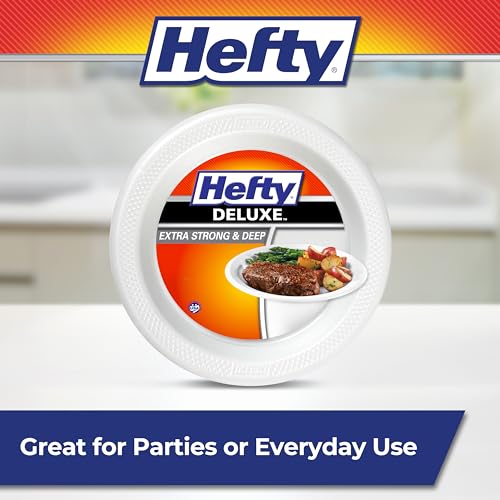 Hefty Deluxe Extra Strong & Deep Foam Plates, Round, White, 10.25 Inch, 15 Count (Pack of 4) - image 4