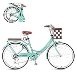 BGGFNZ Foldable Beach Cruiser Bike for Women, 24/26 Inch Bikes for Women, 7 Speed Commute Bike with Basket Adult Womens Bicycles Folding Cruiser Bikes, City Commuting's Bicycle, Dual V-Brake