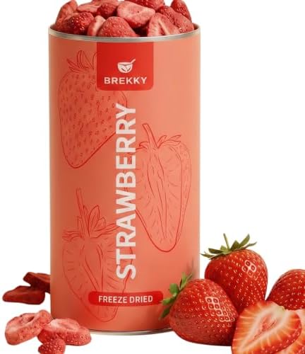 BREKKY Gefriergetrocknete Erdbeeren - Trockenfrüchte ohne Zuckerzusatz | Gefriergetrocknete Erdbeeren, knusprig & fruchtig. Reich an Ballaststoffen. Ohne Zuckerzusatz. Vegan. Snack