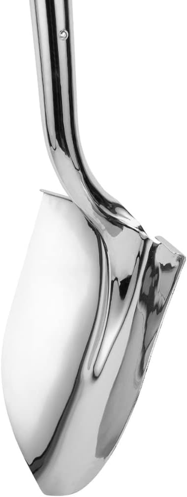 Truper Polished Chrome Ceremonial Shovel, 27-Inch, D-Grip American Ash Handle, 14-Gauge High-Carbon Steel Blade, Extended Socket, Steel D-Handle (Model 33127)