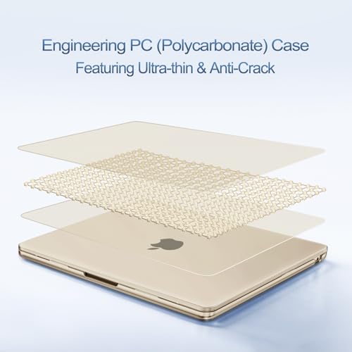 Image of MOSISO Compatible with MacBook Air 13 inch Case M5 2026 M4 2025 M3 M2 2024-2022 A3449 A3240 A3113 A2681,Hard Shell&Keyboard Cover&Screen Film&Pouch for MacBook Air 13.6 inch Case, Crystal Starlight