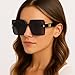 Western Stakes High-End Oversized Sunglasses for Men & Women – Luxury Square Frame Fashion Shades – Universal Fit Stylish Design (Black)