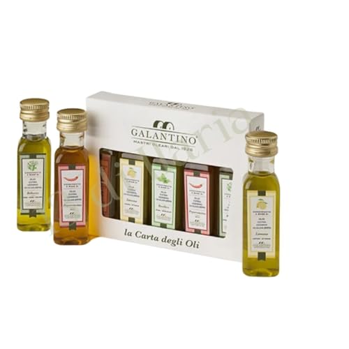 Set Degustazione Olio Extravergine Aromatizzato – 5 Bottigliette Mini da 20 ml (100 ml Totali) – Affiorato, Limone, Basilico, Peperoncino, Erbe