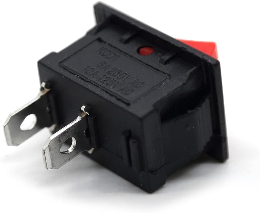 CD1 Rocker Switch ON Off Power 6A250V 10A125V | 5-Pack Red Rocker Switches, 15x21mm, ON-OFF, 10A 125V/6A 250V, CE certified, 10000 cycles(KCD1-101-3p)