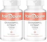 Fair & Pure Granatapfel Extrakt 1500mg Tagesdosis, 120 Kapseln, schluckfreundlich, Ellagsäuren, Nahrungsergänzungsmittel vegan ohne Magnesiumstearat, in Deutschland hergestellt (Packung mit 2)