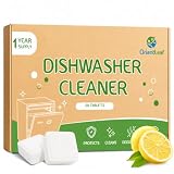 Dishwasher Cleaner Tablets and Deodorizer, 24 Pack, 1 Year Supply Dishwasher Cleaning Tablets, Descaler, Removes Limescale, Hard Water Marks, Grease and Odors, Lemon Scent