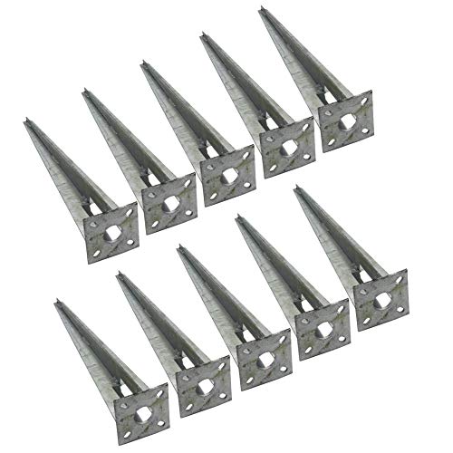 ESTEXO Einschlaghülsen 10er Pack, mit Kopfplatte, feuerverzinkt, für Zaunpfosten Ø 34 mm, Länge 50 cm