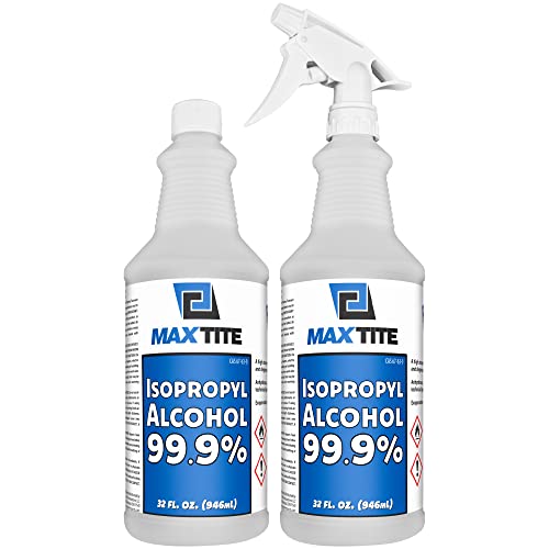 MAXTITE 99.9% Isopropyl Alcohol (Half-Gallon (2 pack, 32 fl oz) - Includes Heavy-Duty Spray Nozzle - Made in USA