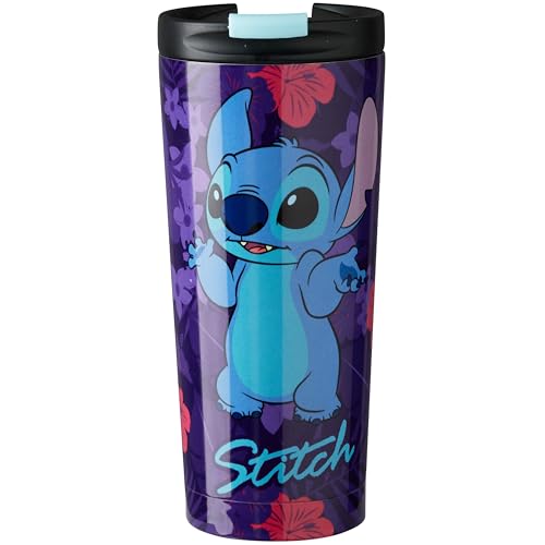 Get Trend Disney Stitch Insulated Travel Mug 425 ml/15oz Tumbler Stainless Steel Flask for Hot & Cold Drinks Metal Water Bottle Gym & Coffee Cup (Multi Stitch)