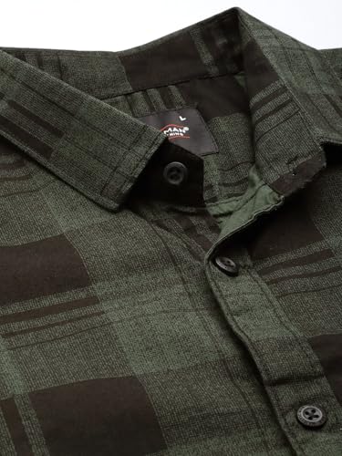 Image of Majestic Man Stylish Slim Fit Cotton Spread Collar Checked Casual Shirt