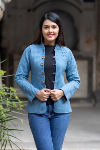 Image of Reversible Jacket for Women | Double Sided Quilted Jacket | Reversible Winter Jacket for Women | Stylish Ethnic Printed Jacket | Warm & Comfortable Casual Outerwear