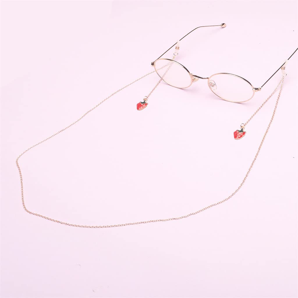 Brillenband aus Metall, Gold, Erdbeeranhänger, Brillenkette, Zubehör (D Talla ?nica)