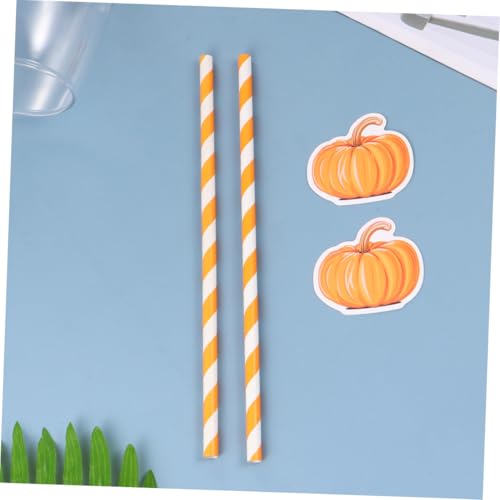 40 pitillos de papel naranja con calabaza biodegradable miniatura 3