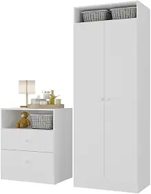 Guarda Roupas 2 Portas com Cômoda 2 Gavetas Pimpolho Multimóveis Branco