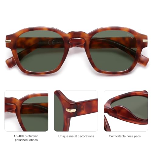 Image of SOJOS Retro Square Polarized Sunglasses Men Trendy Womens SJ2382 | Vintage UV400 90s Sun Glasses Outfit Driving