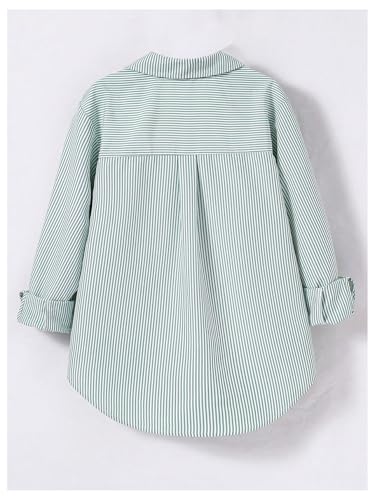Image of Floerns Girl's Striped Print Long Sleeve Button Down Shirts Blouse Tops