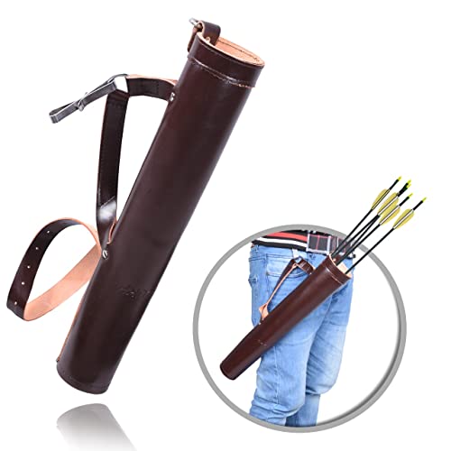 Clubcorp Archery Quiver| Small Of Back Holster Shoulder Back| Perfect Bow Cow Hide Leather Arrow Holder For Youth Arrow Quiver Arrow Holder Shoulder Hanged Archery Backstop Walking Stick Dark Brown #TOP30
