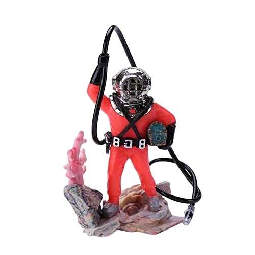 Bestgle Decorations Adornos de Pecera Adorno de Pecera Flotante con Buceador Buceo Pez Tank Ornament Decoration para Acuario Pecera Estanque De Peces Decoración (Rojo)