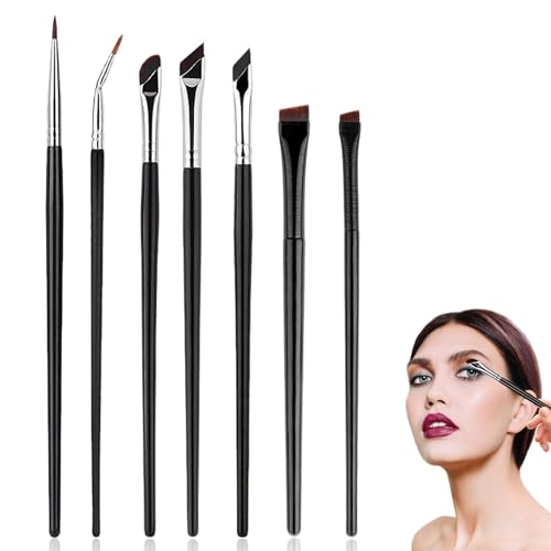 6 Pcs Eyeliner Brush Precision Gel Eye Liner Ultra Thin Curved Pen Tip Angled Eyeliner Brushes Artificial Fiber Wood Handle Brush Angled Makeup Brush Suitable for Various Makeup Looks