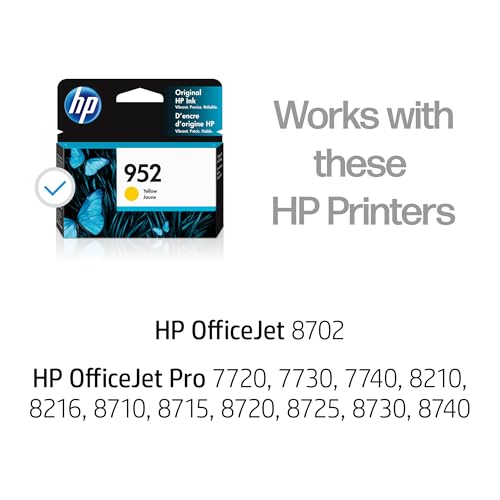 Image of HP 952 Yellow Ink Cartridge | Works OfficeJet 8702, OfficeJet Pro 7720, 7740, 8210, 8710, 8720, 8730, 8740 Series | Eligible for Instant Ink | L0S55AN