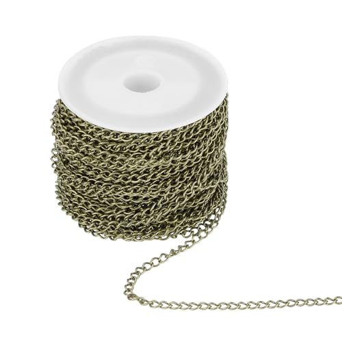 uxcell 32.8ft Stainless Steel Curb Chain for Necklace Jewelry Making,