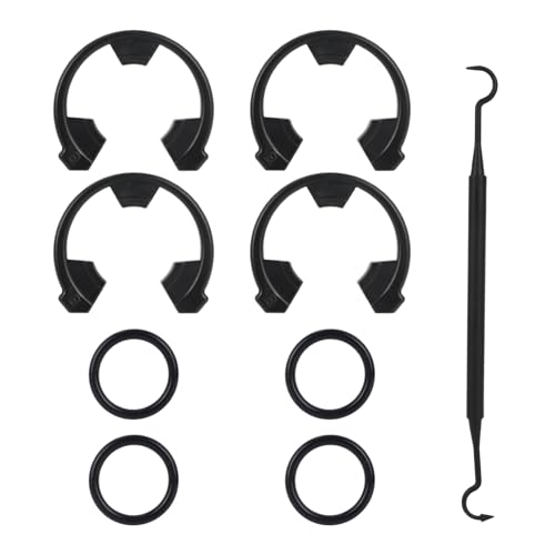 Water Softener Seal Kit, 4 Snap Clips (7337563 WS60X10004 1205500 7116713 1205500 7116713) 4 O-Rings (7337571 7170288 900535 STD302213 WSO3X10025) & Crochet Hook for Kinetic Wares GE Morton