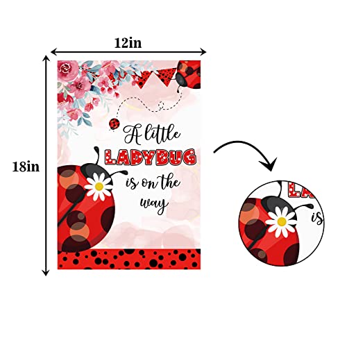Mefeng A Little Ladybug Garden Flag - Welcome Baby Garden Flag - Spring Baby Shower Garden Flag For Baby Girl - Gender Reveal Party Decor - Welcome Home Lawn Sign Yard Decoration - Newborn Indoor Outdoor Decor -Double Sided 12 X 18 Inch #TOP1