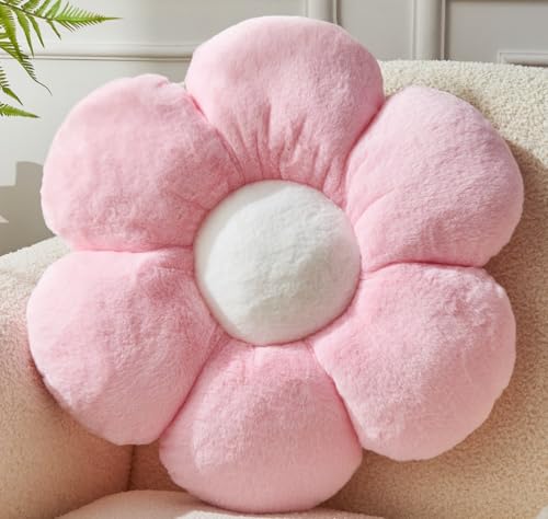 Vdoioe Pink Flower Pillow,Flower Shaped Throw Pillow 15.7In Daisy Pillow Cushion Cute Flower Seating Cushion Home Decorative Pillows for Sofa Couch Bed
