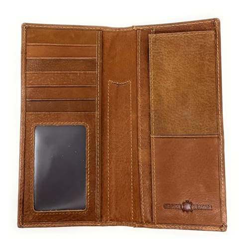 Western Genuine Leather Cowhide Cow fur Star Men's Long Bifold Wallet in 2 colors (Brown)3