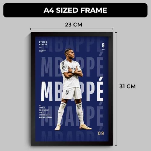 Image of Funk You Store Mbappe Poster Framed | Kylian Mbappe Lottin Wall Art Posters Framed | Real Madrid Edition Football Legend | Premium Sports Decor for Frace Football Fans | Motivational Wall Poster (F 255)