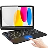 ProCase for iPad (A16) 11th 2025 / iPad 10th Generation 360° Rotation Keyboard Case with Multi-Touch Trackpad, 7 Color Backlit Touchpad Keyboard Case for 11th/10th Gen 11/10.9 inch –Black