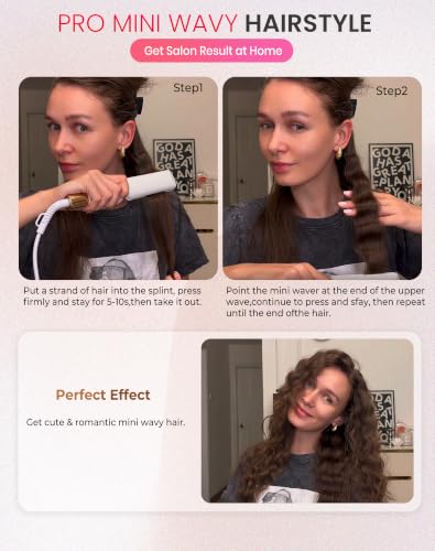 Image of Ukliss Travel Mini Waver Hair Tool Crimper for Women 0.4 inch Small Double Barrel S Waver Curling Iron Dual Voltage (110-240V) with European Plug Adapter, 5 Temps, Anti-scalding, Auto-Off (White)