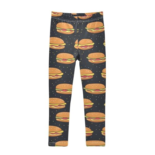 Hamburgers Cartoon Food Girls Casual Leggings for Kids Printed Long Pant Bottoms Stretch and Soft