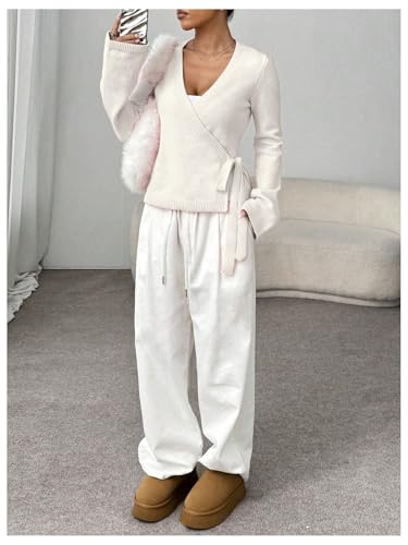 Verdusa Women's Cozy V Neck Wrap Tie Front Cardigan Casual Knit Chunky Cardigan Sweaters3