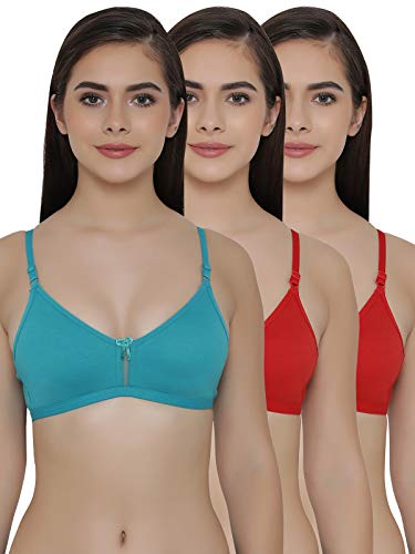 Image of Clovia Cotton Women's Pack Of 3 Full Coverage Non-Padded Wirefree Full Cup Bra