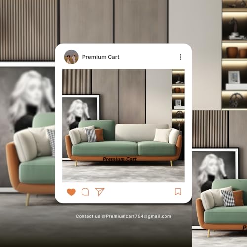 Image of Velvet Contemperory Sofa with Cushion Chaise Lounge Sectional Sofa Perfect for Living Room & Bedroom Guests Home & Office (Velevt Green & Beige, 3 Seater)