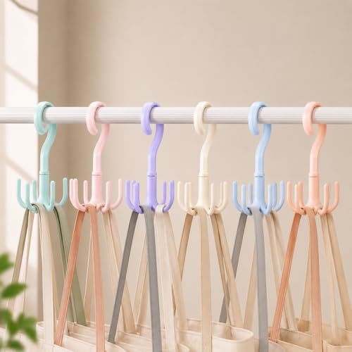 Image of Heda Multi-Function 360 Rotatable 4-Claw Hook Hangers | Space Saving Closet Organizer for Clothes, Bags & Accessories | Multicolor (6)