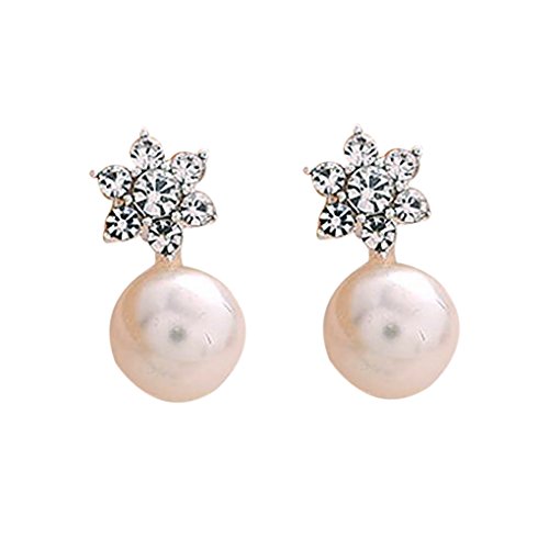 Zerama 1 Par Aretes de los Copos de Nieve Muchachas de Las Mujeres Pendientes de Imitación Perlas de Cristal Flor Stud