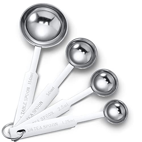 YATEICBC 4 Pezzi Cucchiaio Dosatore in Acciaio Inossidabile Set Cucchiaio Misurazione Cucchiaio Dosatore in Metallo Inox per Ingredienti Liquidi e Secchi, Cucina, Cottura al Forno