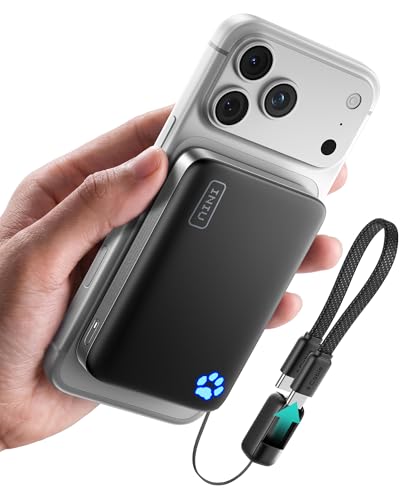 INIU Compact Power Bank for MagSafe, 10000mAh Qi2.2 Certified 25W Wireless & 45W USB C Fast Charging Portable Charger, Magnetic Phone Essential Battery Pack, Flight-Safe Travel for iPhone 17-12 Series