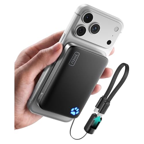 INIU Compact Power Bank for MagSafe, 10000mAh Qi2.2 Certified 25W Wireless & 45W USB C Fast Charging Portable Charger, Magnetic Phone Essential Battery Pack, Flight-Safe Travel for iPhone 17