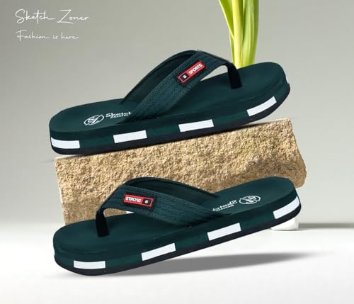 Image of Zebra Mens Rubber Slippers Daily Use Flat Chappals with Anti-Slip Sole Lightweight, Durable & Stylish Footwear